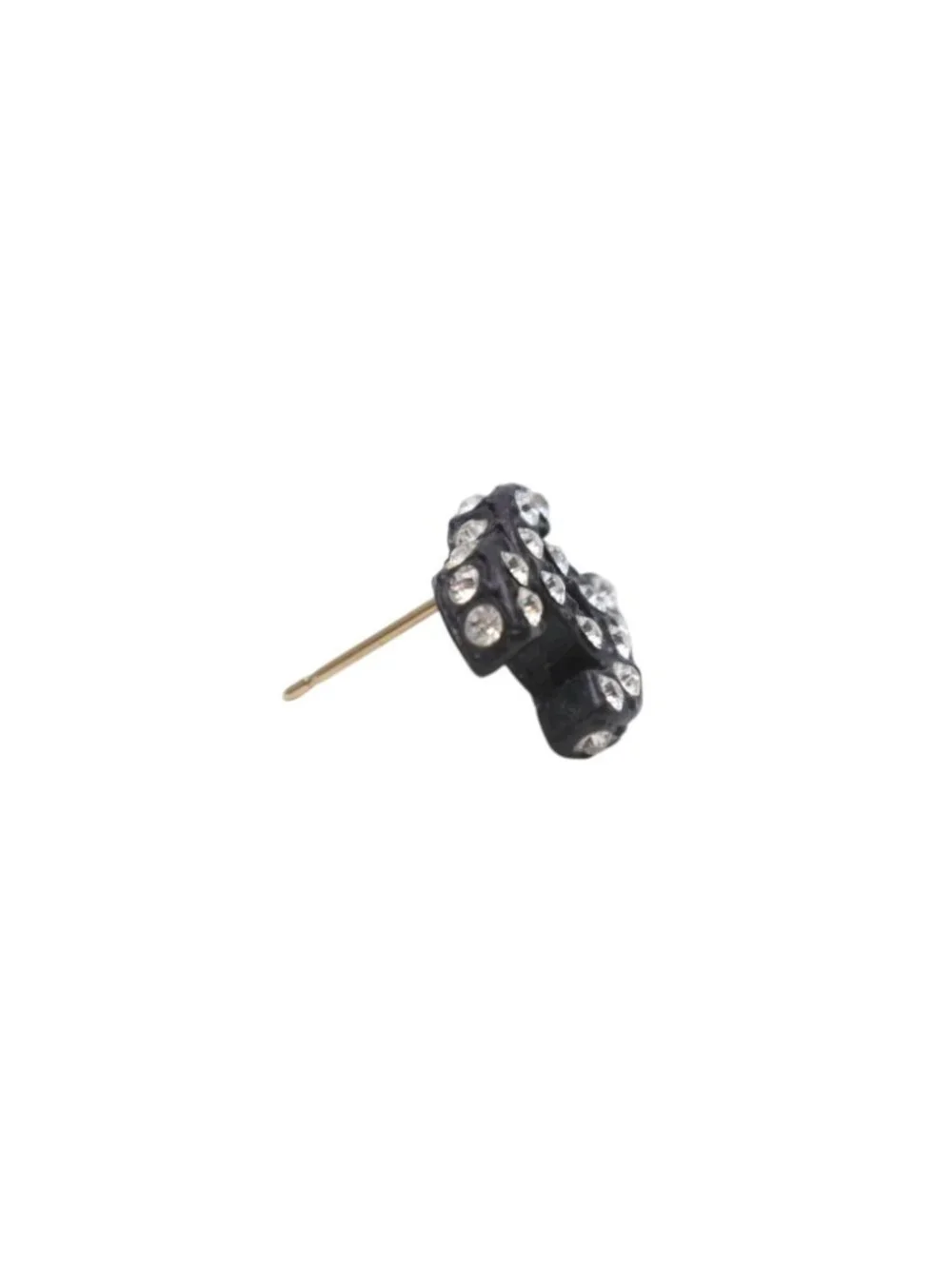 Chanel CC Logo Earrings 02 Rhinestone Black